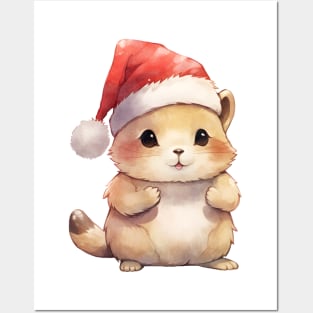 American Pika in Santa Hat Posters and Art